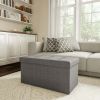 Folding Storage Bench Ottoman Tufted Cube Organizer by Lavish Home (Grey)