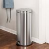 8 Gallon Round Stainless Steel Kitchen Step Trash Can, Silver