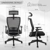 High back office mesh chair with lumbar support; color black; 300lbs