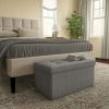 Folding Storage Bench Ottoman Tufted Cube Organizer by Lavish Home (Grey)