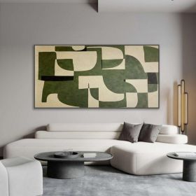 Hand Oil Painting Abstract Teal Lake Canvas Painting Yellow Texture Handmade Modern Minimalist Art Creative Painting For Indie Bedroom Wall Decor (size: 40x80cm)