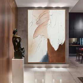 Hand Painted Oil Painting Large Original Beige Abstract Painting Gray Painting Modern Hand Oil Painting Minimalist Abstract Painting Contemporary Art (size: 50X70cm)