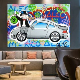 Hand Painted Oil Painting Modern Abstract Rich Alec Monopoly Painting Street Art Living Room Hallway Bedroom Luxurious Decorative Painting (size: 100X150cm)