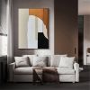 Hand Painted Oil Painting Abstract Painting Original Large Acrylic Canvas Wall Art Geometry Brown Minimalist Modern Painting Wall Art on Canvas