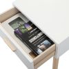 One Set of Nightstand with One Drawer, Bedside Table with Pine Legs, Convenient Cabinet, Indoors, Gray XH